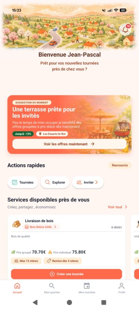 Aperçu de l’écran d’accueil Voizapp sur mobile